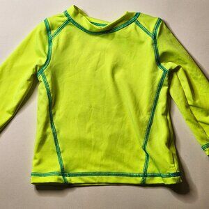 Cat & Jack 9M Neon Yellow Long Sleeve Rash Guard Swim Shirt Baby UPF Sun Protect